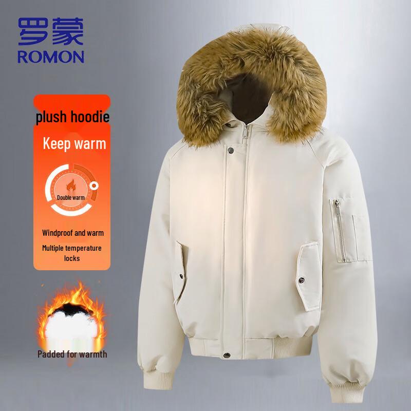 

ROMON Men s Winter Plush Hooded Padded Jacket 2XL