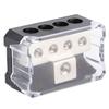 1x0 Gauge Input To 4x4 Gauge Output Power Ground Distribution Block Black&Silver