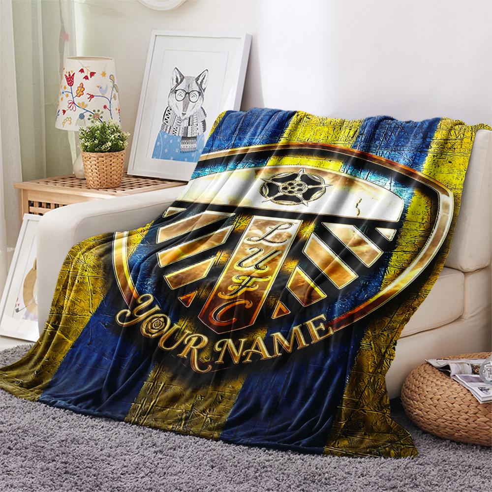 1PC Leeds Crest Custom Name Patterned Flannel Blanket Suitable For All Seasons For Home Decor Warmth And Comfort Gifts Holiday Present