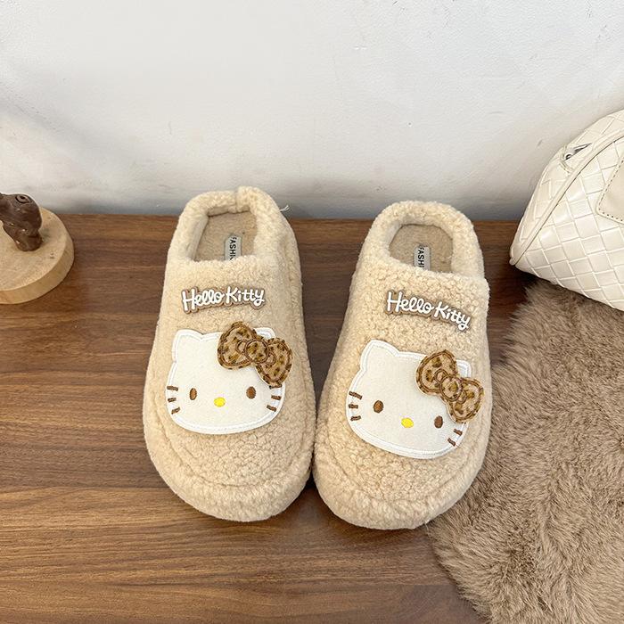 

Женские зимние модные милые и игривые мультяшные универсальные хлопковые шлепанцы на толстой подошве для котят 35