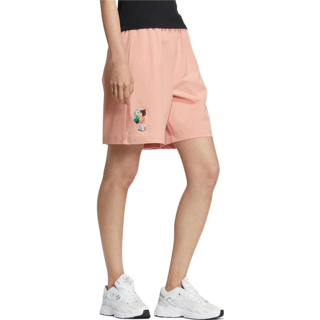 adidas Originals Embroidered Pattern Casual Straight Leg Shorts Women Shorts Pink HR3478