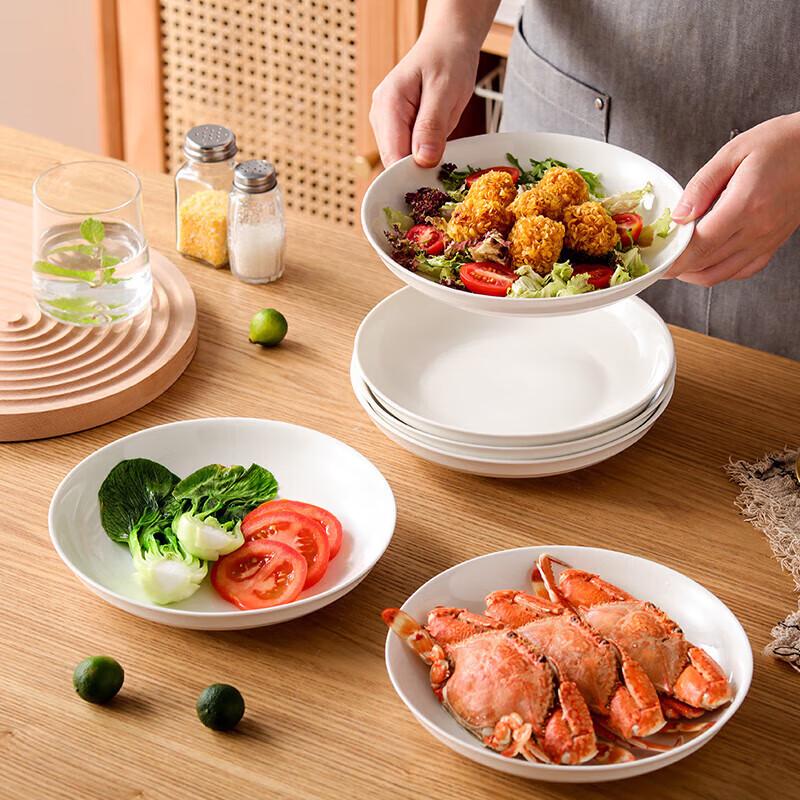 OEING 8-inch White Ceramic Dinner Plates (Set of 6)