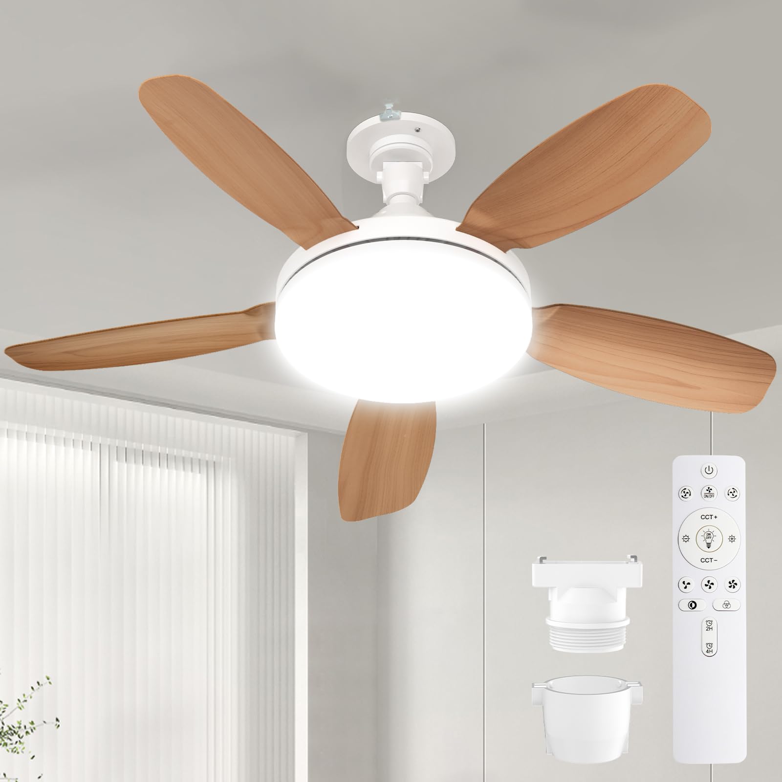 

SUKITEN Ceiling Fan Light, Large, High-Volume, Forward and Reverse Rotation, 44W (equivalent to 120W), 5000lm, Three-Phase DC Motor, E26, 81cm