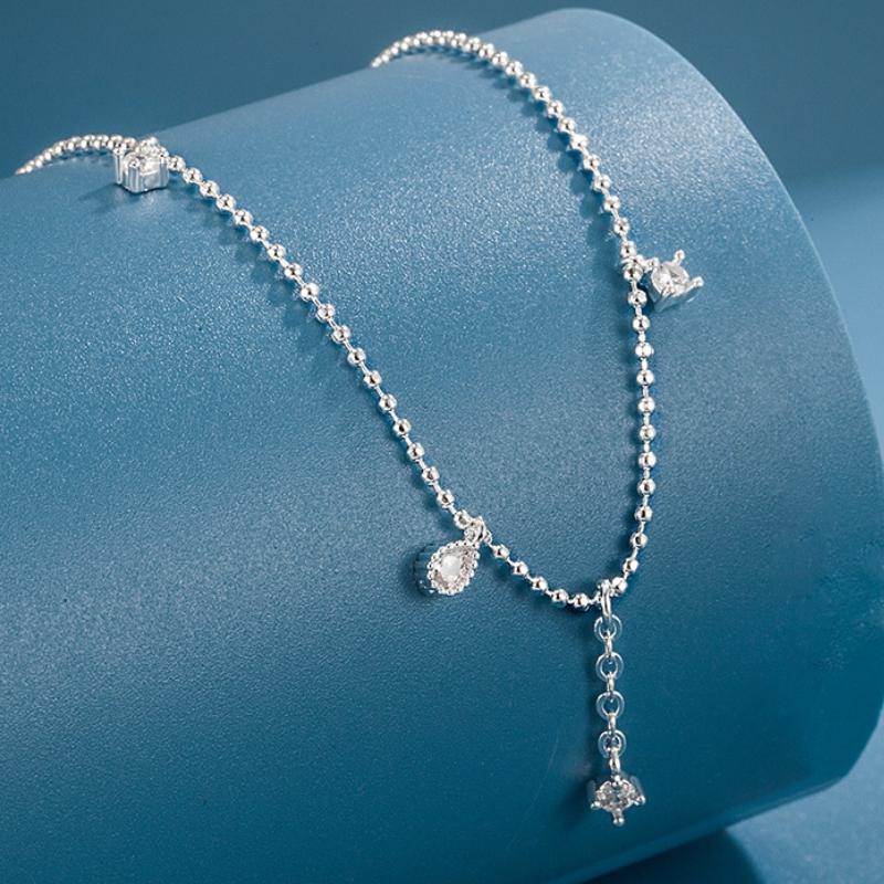 

Ожерелье из серебра 925 пробы с цирконием и каплей воды для женщин, длинная цепочка с кисточками, колье, элегантные ювелирные изделия, подарки