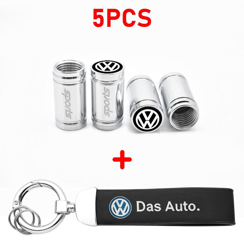 For VW Passat Touareg Magotan Golf 6 7 8 Polo Tiguan GTI Logo Car Tire Wheel Valve Caps Cover Key Chain Ring Keychain Accessory