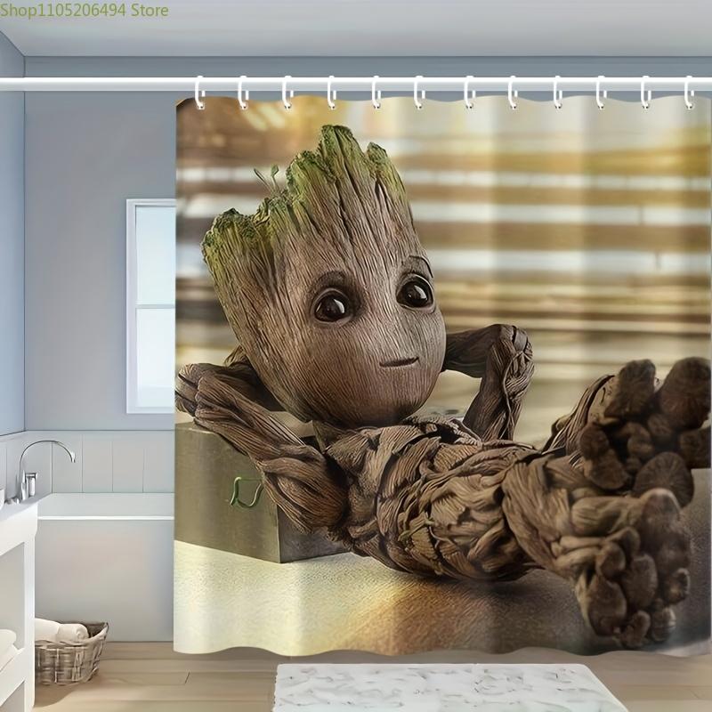 

1 шт. Шторка для душа Marvel Groot с крючками - Полиэстер, Всесезонная, Без подкладки, Мультяшный дизайн, Машинная стирка, Декор для ванной комнаты f 90x180cm