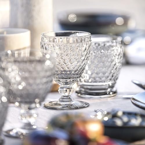 Officially Imported Villeroy & Boch "Boston" Wine Glasses, Clear, Pair, Approx. 8cm Diameter x 12cm Height, Approx. 200ml Capacity, Perfect for Celebr