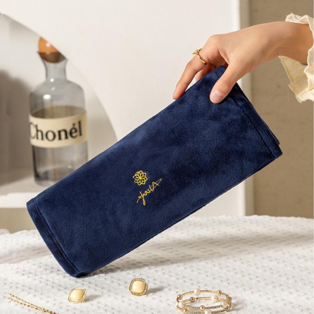 Necklaces Rings Earrings Bag Luxurious Jewelry Storage Roll Velvet Jewelry Bag Modern Travel Jewelry Organizer For Handbag Gift