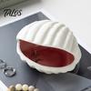 Multifunctional Tray Ocean Theme Ceramic Jewelry for Vanity Rings Earrings Necklaces, Decorative Aquarium Landscape Decor Shell/Conch Trinket