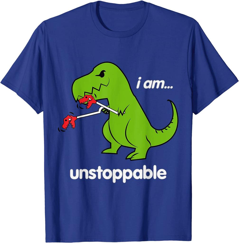 I Am Unstoppable T-Rex  Dino Cool Cute Humor Funny T-Shirt Tshirts Tops Tees New Design Cotton Hip Hop Gift Men's