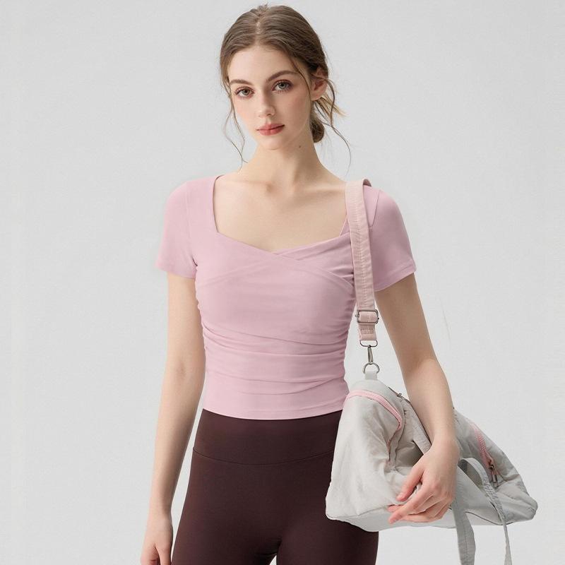 1011 New Yoga Clothing Summer Women's Fitness Clothing Training Top Pilates Running Short Sleeve Sports T-Shirt Wholesale