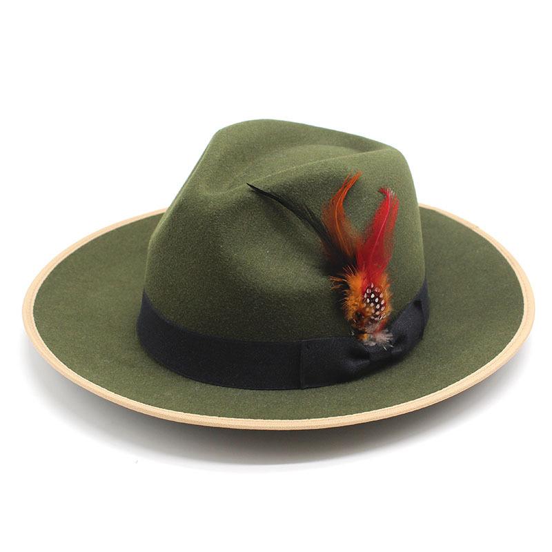 Wind Wool Monochrome Jazz Bump Top Hat Plain Weave Feather Big Brim Top Hat Color Matching Hat