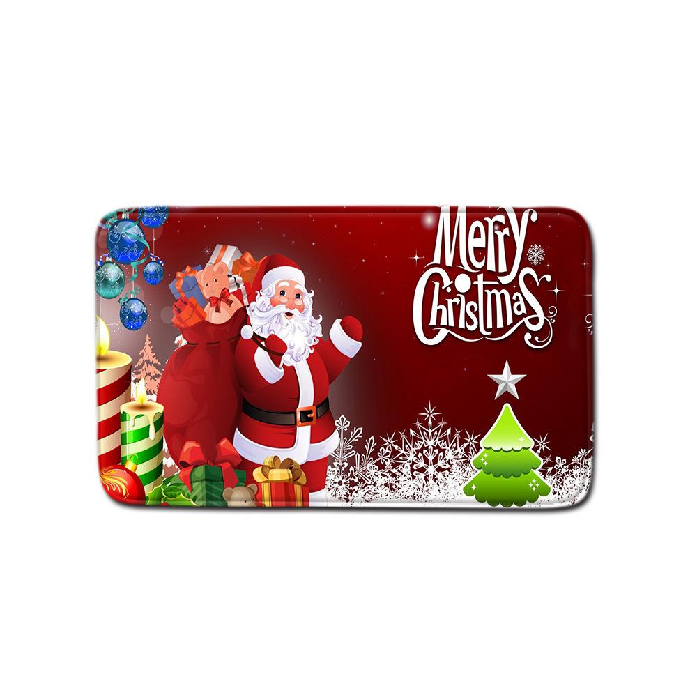 Christmas Bathroom Shower Curtain Toilet Floor Mat Four-Piece Bathroom Non-Slip Door Mat Kitchen Bedroom Absorbent Carpet