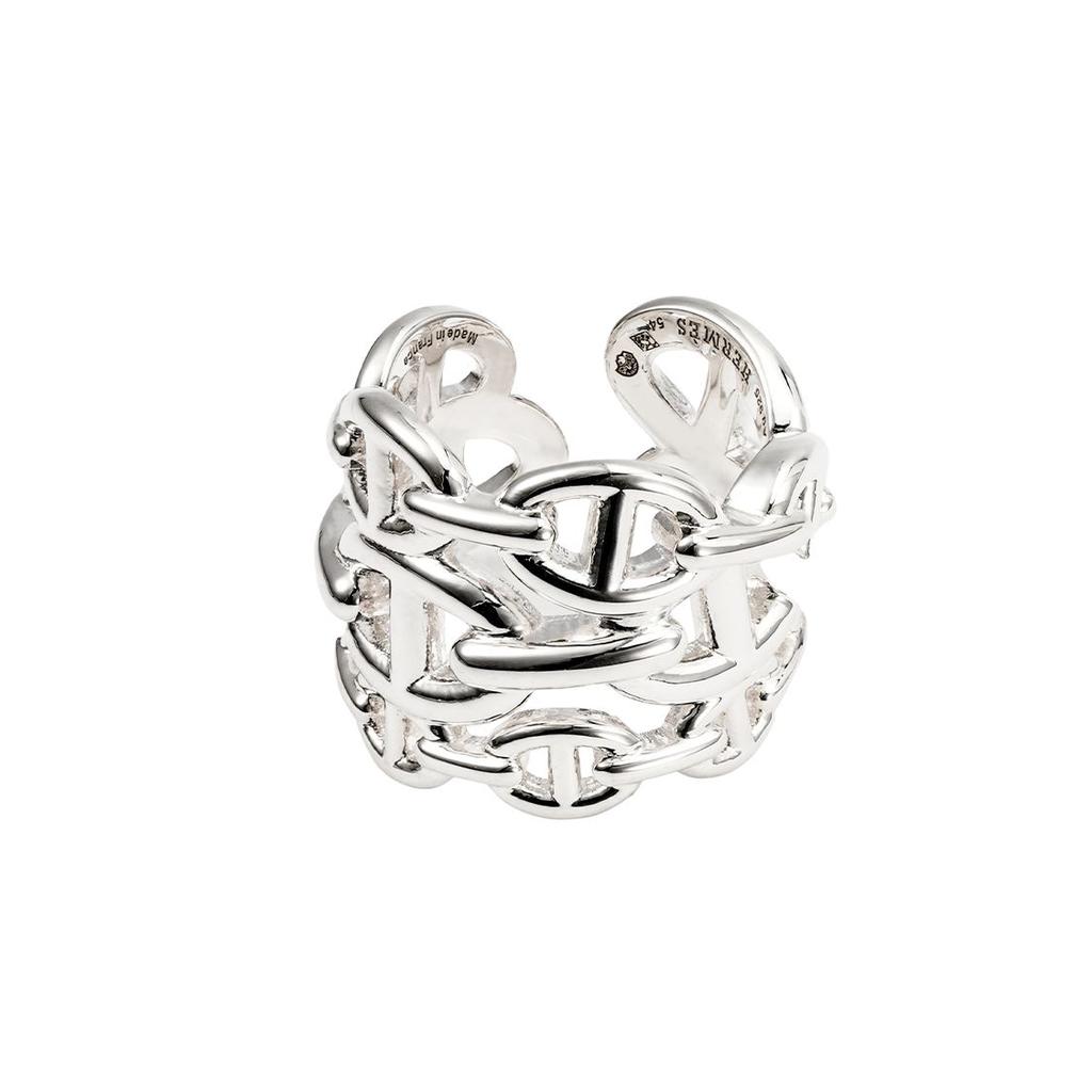 Hermes Chaine DAncre Open Chain Ring Women Ring Silver H109506B-000