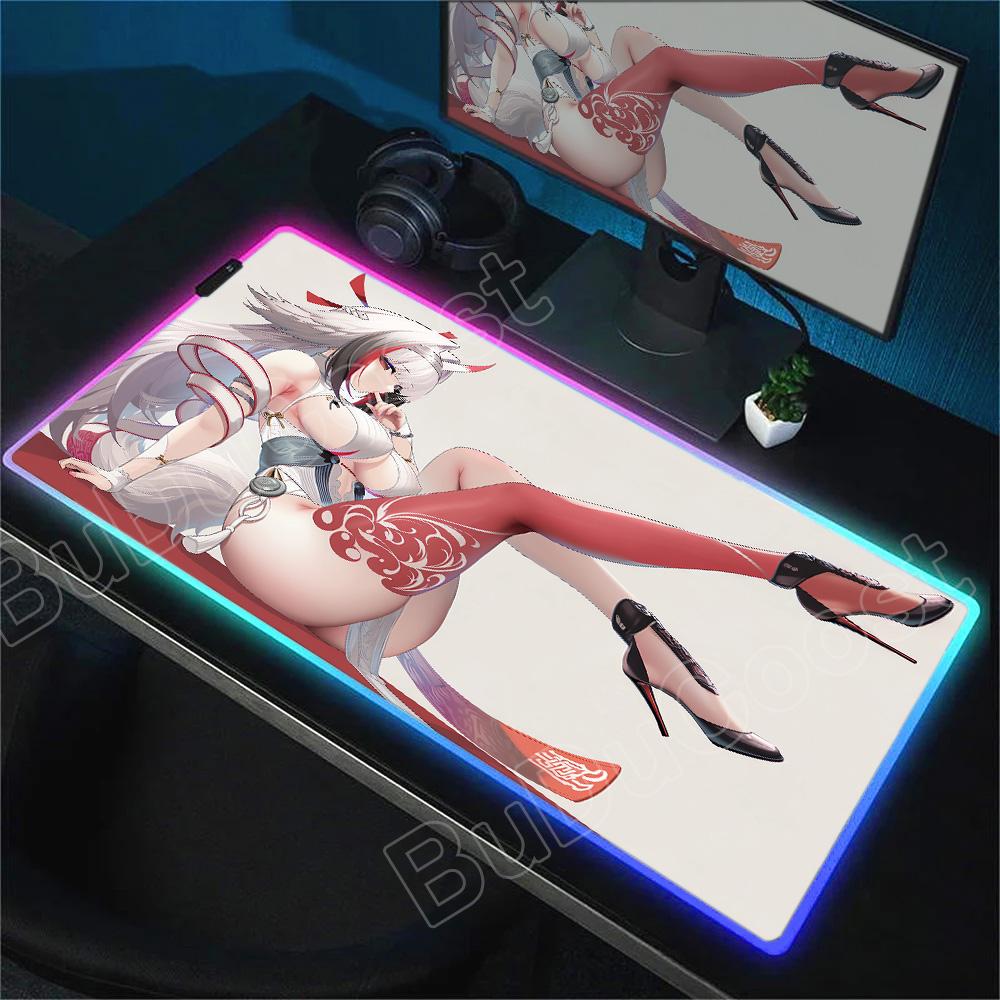 ZZZ YeShunguang RGB Mouse Pad Zenless Zone Zero Desk Mat Computer Accessories Mousepad Stitch Edge Natural Rubber Keyboard Mat
