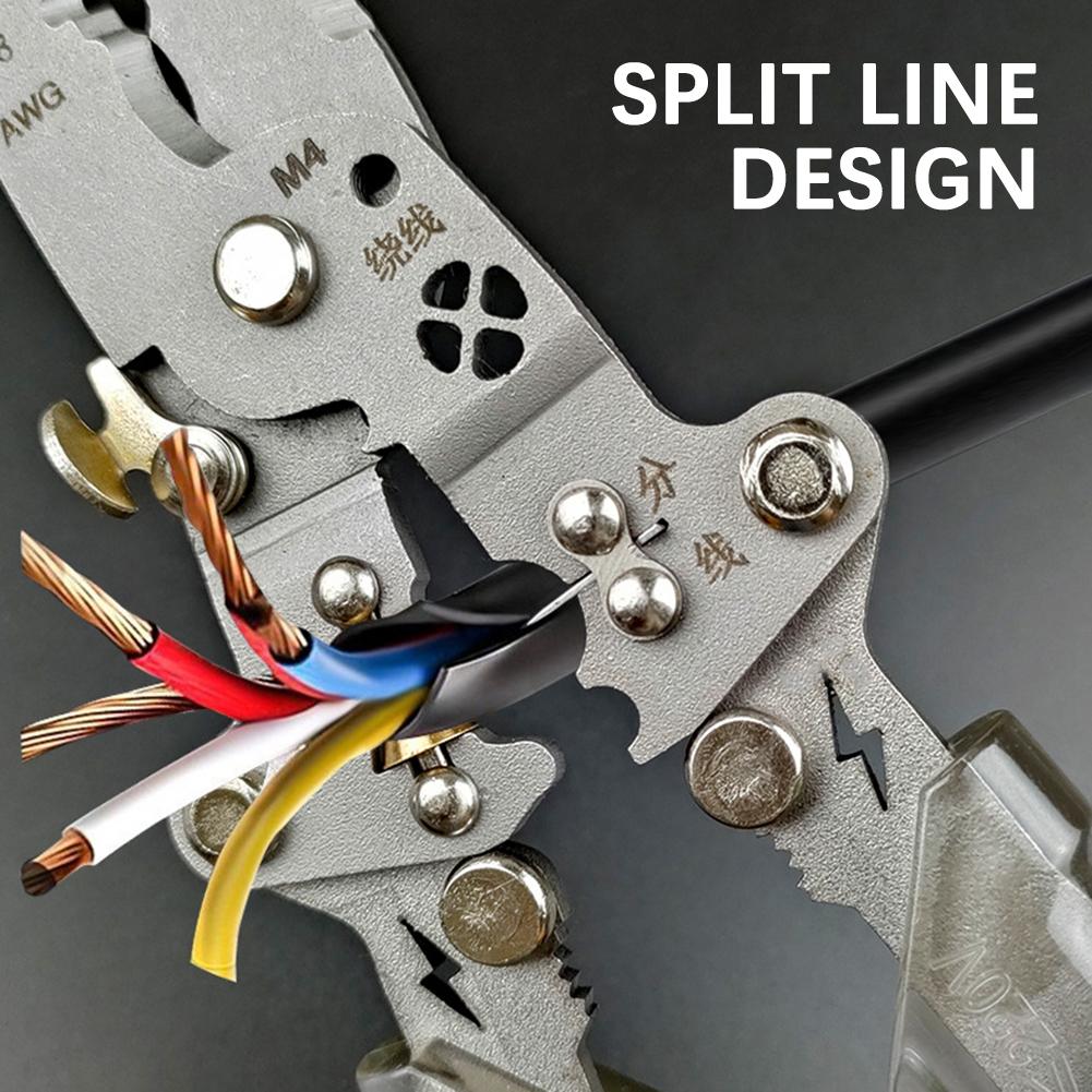 8 In 1 Wire Stripper With Voltage Tester,Multifunctional Wire Stripping Tool,Foldable Piler For Scraping Pressing Wires