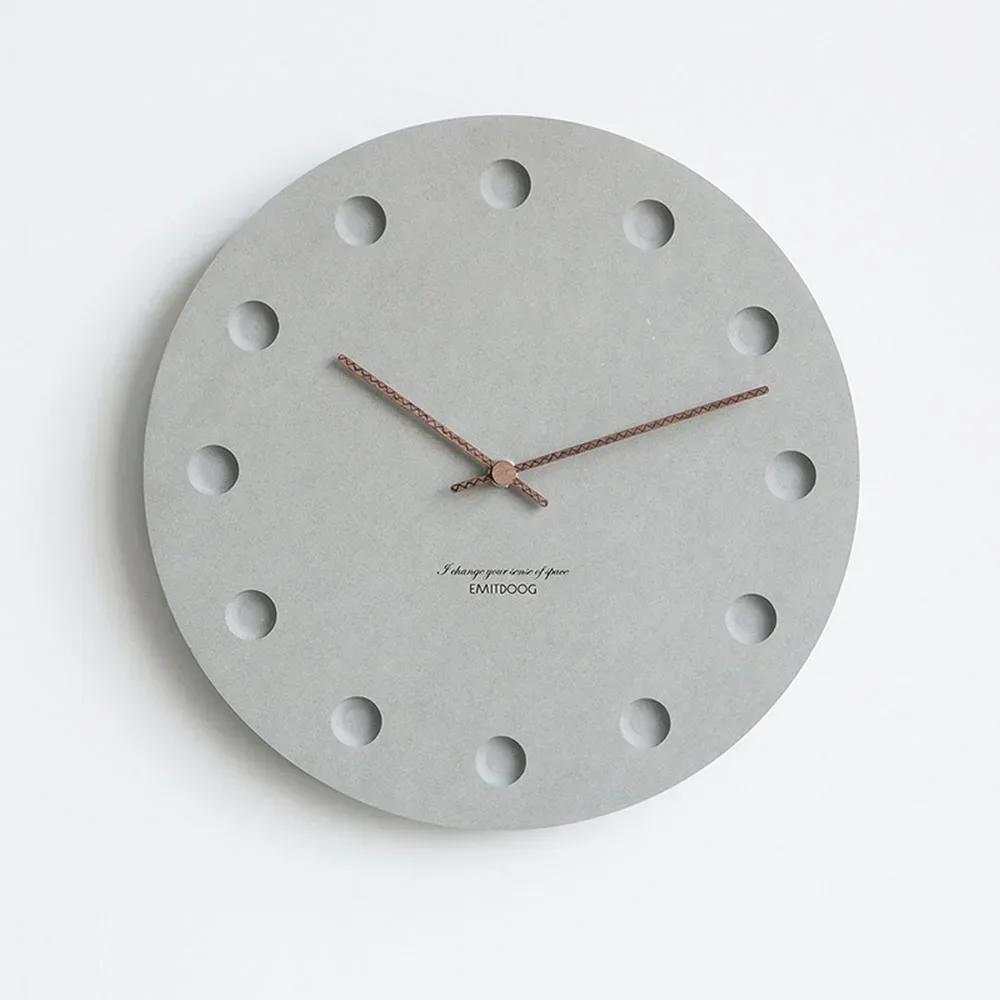 12 Inch Nordic Wall Clock Modern Creative Clock Minimalist Living Room Hanging Clock Bedside Mute Wood Home Decor E6G8G8