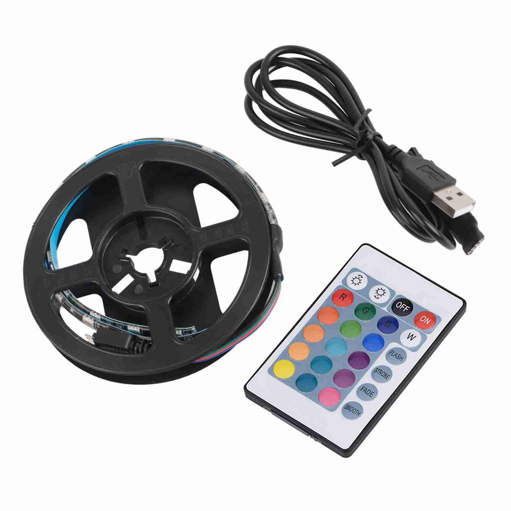 1.09yd 120 Degrees  USB RGB LED Strip Waterproof Flash Lights Remote USB LED with 24‑key Remote Control