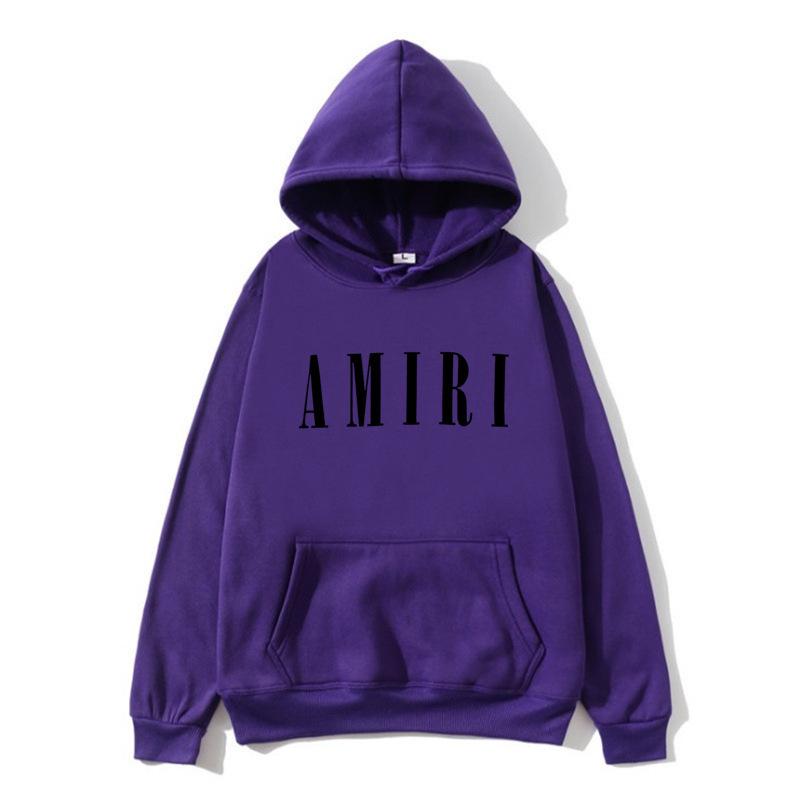 Autumn Winter Fleece Men's Amiri Hooded Loose Fit Trendy Brand Hoodie