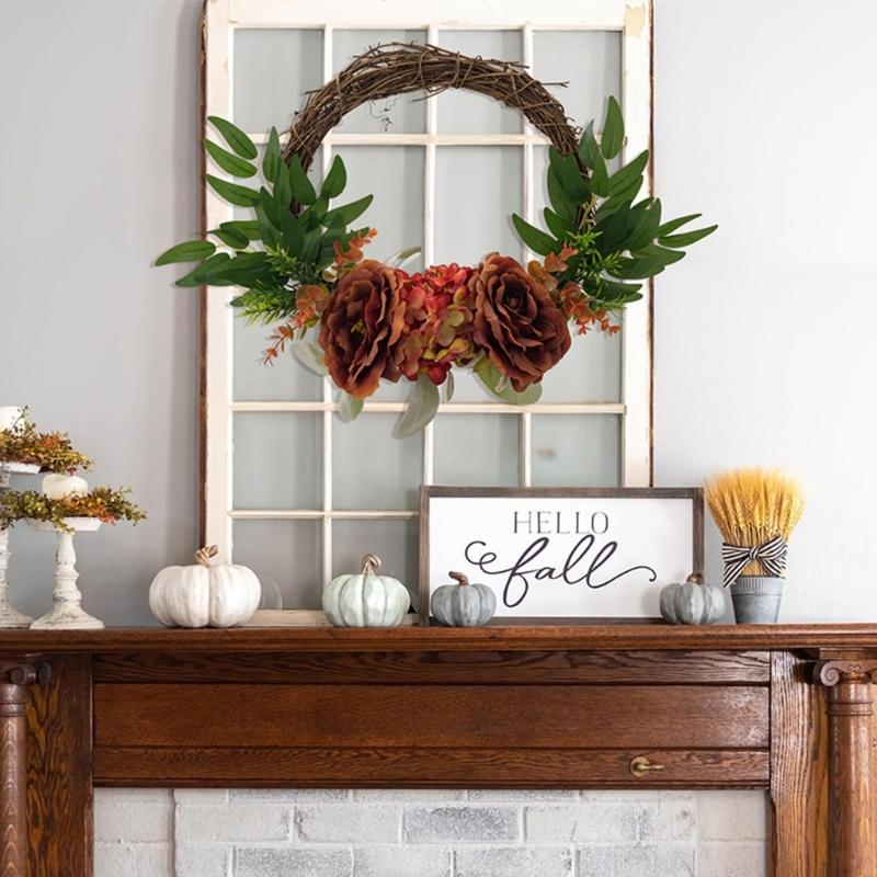Artificial Flower Wreath for Front Door Farmhouses Garden Wedding Indoor and Outdoor Decorations, Spring Wreath