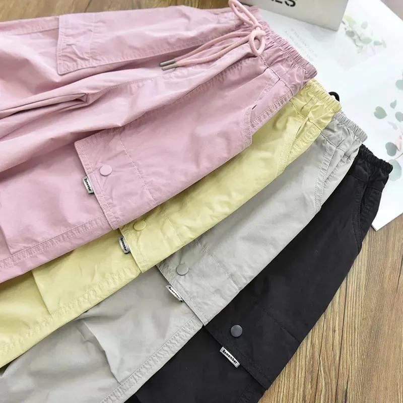 Autumn Clothes Fashionable Kids Cargo Joggers Elastic Ankle Pants Casual Trousers Light Breathable SpringTrendy Outfit