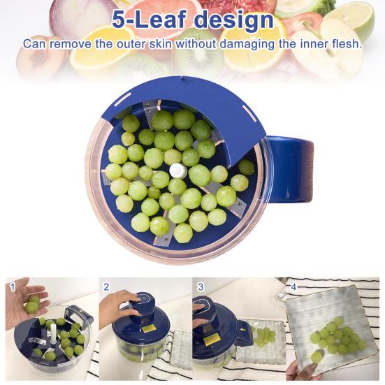Electric Grape Peeling Machine Stainless Steel Kitchen Peeler High-Speed Fruit Skin Remover Tool Rechargeable Home Commercial for Cherry Tomatoes