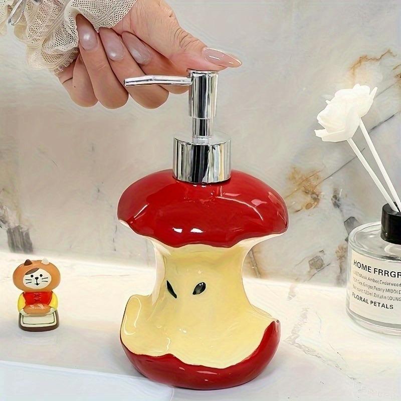 Apple Core Shaped Ceramic Soap Dispenser, Ins Style Lotion Bottle for Shampoo Shower Gel, Home Decor Gift