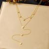 gold heart crystal layered y drop necklace for women