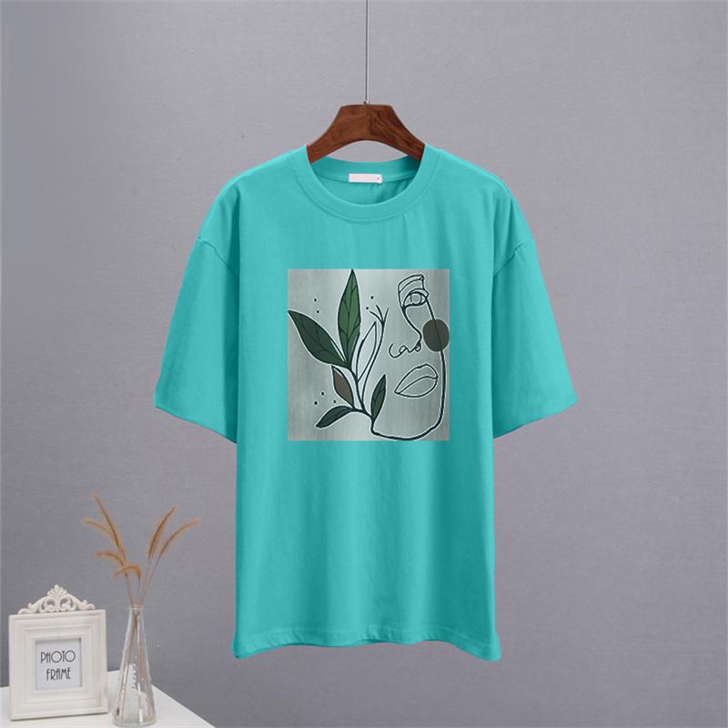Shellsuning Abstract Character Graphic T Shirts Women Summer Soft Cotton Short Sleeve Tees Female Harajuku Chic Streetwear Tops