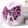 1pc Sturdy 8-Bone Auto Umbrella, Leopard Print Bow Umbrella, Digital Printed, Foldable Umbrella for On-the-Go Outdoor Use