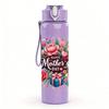 1PC Retro Floral Bouquet 750ml Color Plastic Sports Water Bottle Leakproof Flip Straw Lid Suitable for Sports Office Home Use