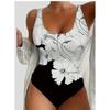 Women One Piece Swimsuit With Floral Print Padded Wireless Sleeveless Open Back Swimwear For Beach Pool Swimming Water Sports S-4XL