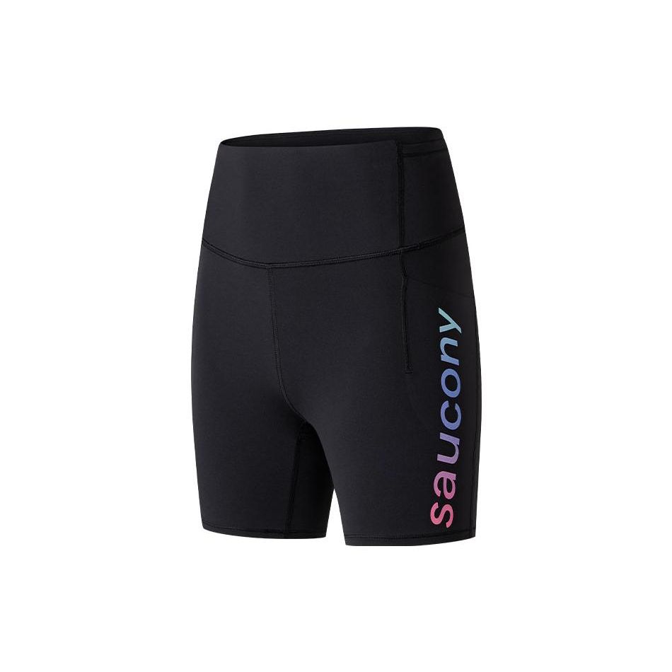 

SAUCONY Шорты спортивные женские три четверти с принтом букв, влагоотводящие, дышащие, черные SC1239096-1 XXXL