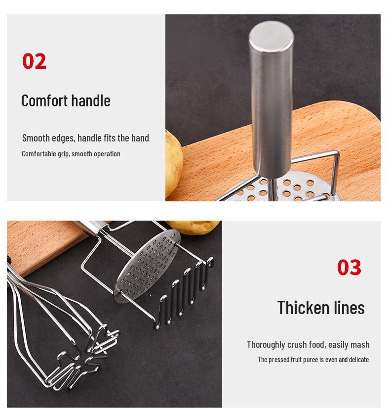 Stainless Steel Multifunctional Double-Layer Potato Masher Kitchen Gadget