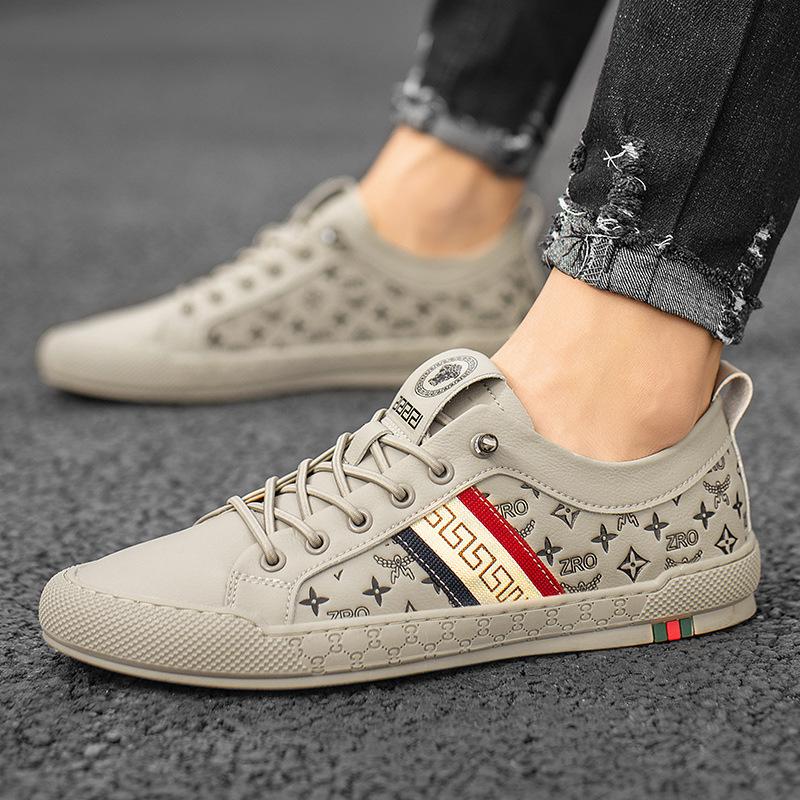 

Европейская станция Кожаная мода Мужская обувь 2025 Тисненый тренд Кожаная обувь Обувь для вождения Универсальная повседневная обувь Кеды Мужские 44 хаки