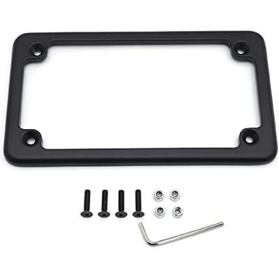 Motorrad-Kennzeichenhalterungen, Flacher Halter für Kennzeichen 7 Zoll x 4 Zoll, Universeller Chrom-Kennzeichenhalter Außenzubehör, Schwarz