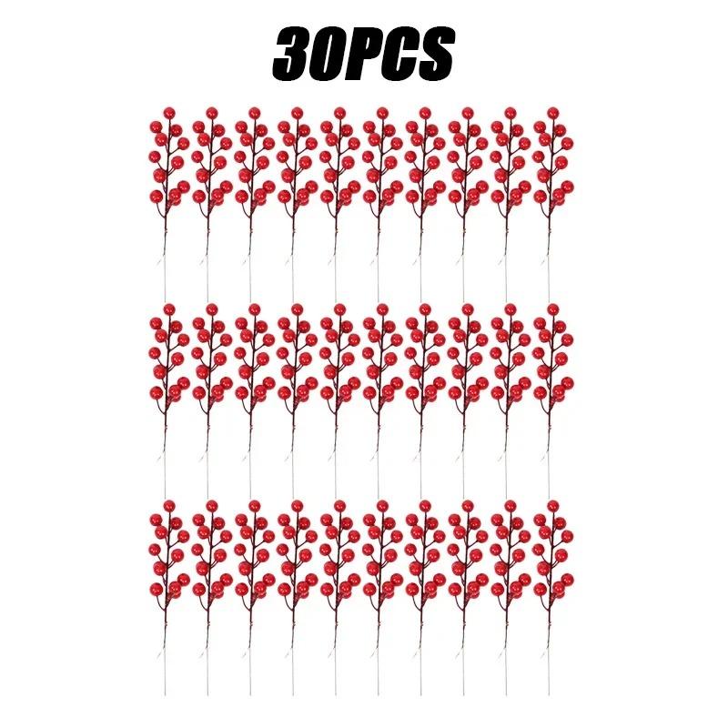 Artificial Berries Christmas Decoration Red Berry Branches for Xmas Tree Party Home Table Ornaments Red Fruit Wreath DIY Gift