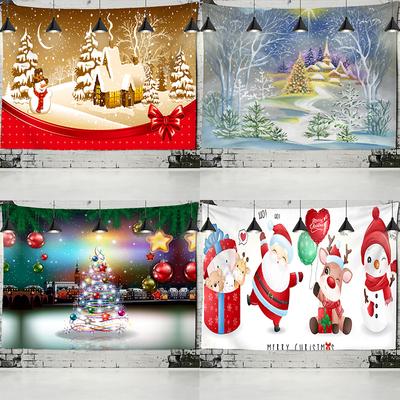 Cartoon Christmas Tapestry Kawaii Wall Hanging New Year Gift Cute Background Cloth Home