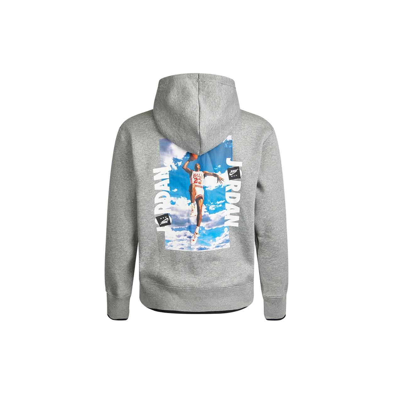 Air Jordan MENS Logo Print Fleeced Sports Hooded Jacket Grey Men s CV2356-091 M