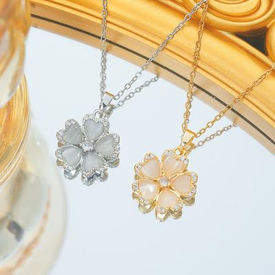 Katzenaugen Glücksblumen Halskette Damen Schlichte Schlüsselbeinkette Neuer Stil