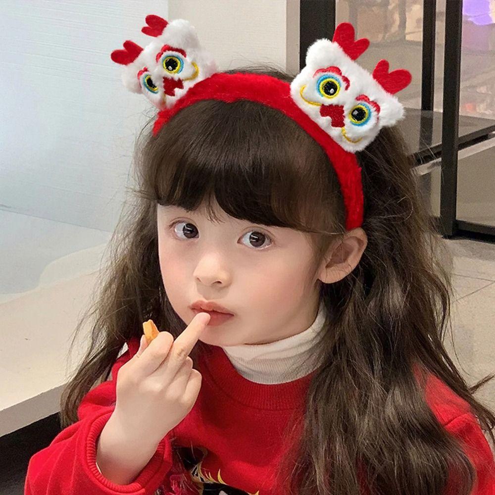 Red Hairband 2024 Happy New Year Headband Lion Dance New Year Headdress  New Year Gift