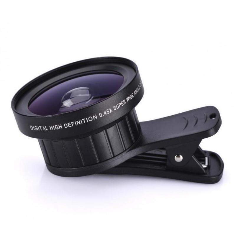 0.45x Wide Angle Macro Lens Smartphone Camera External Clip-on Universal Mobile Photography Accessory