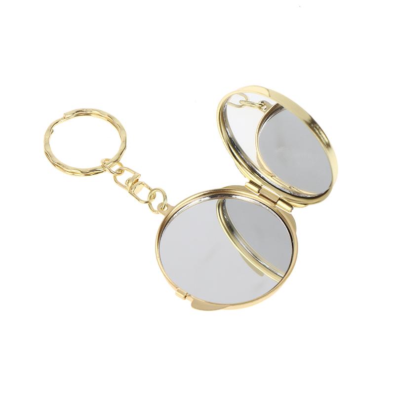Mini Folding Mirror Keychain, Round Heart Oval Square Shape Double Sided Cosmetic Mirror, Metal Makeup Mirror