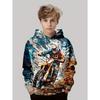 Autumn Winter 3D Motocross Graphic Printed Hoodies Fashionable Casual Warm Sports Long Sleeved Children's Boy Hooded Sweatshirts