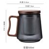 500ML Stripe Heat Resistant Glass Tea Water Separation Tea Cup With Wood Handle Filter Brewing Puer Cups Kung Fu Tea Mug Set