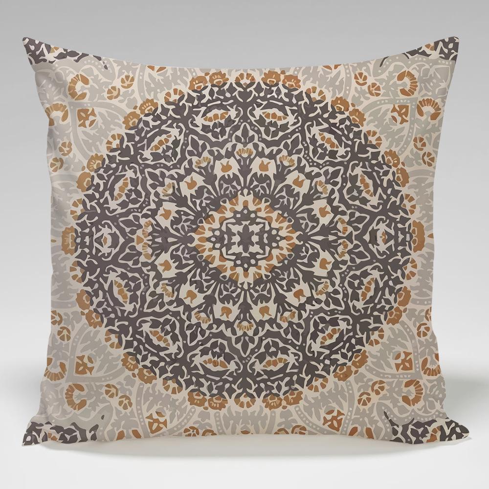 Retro Persian Geometric Patterns Throw Pillow Cover With Short Plush Print For Living Room Sofa Decoration Cushion Cover