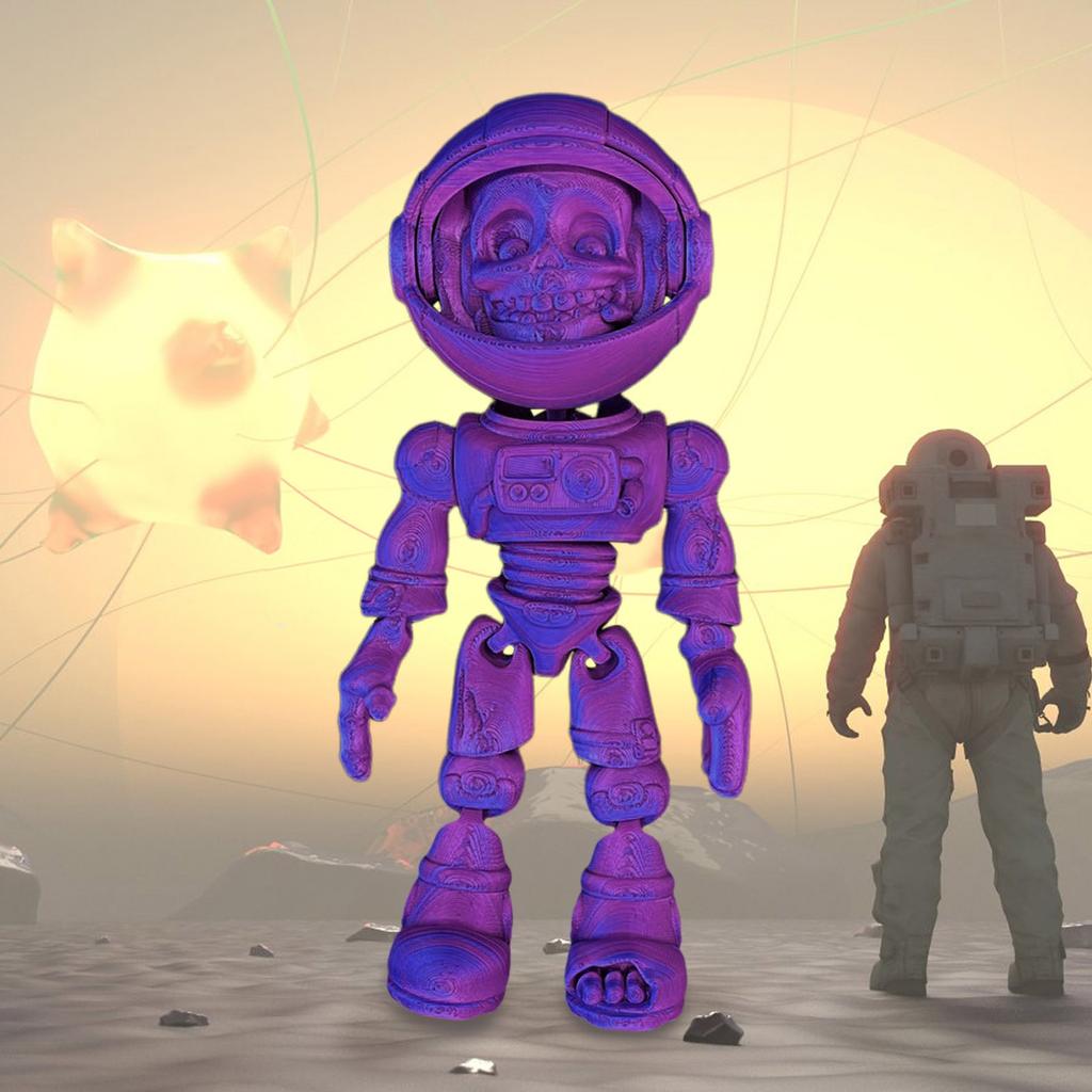 3D-gedrucktes Astronautenskelett, bewegliche Spielzeugfigur, Tris Color