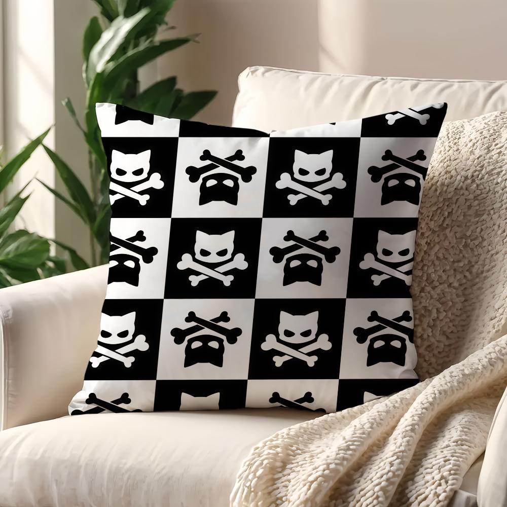Cute Pirate Cat Skull Funny Cool Meme Cushion Cover For Pillow Printing Sofa Decoration Home Car Room Office Nordic Simplicity