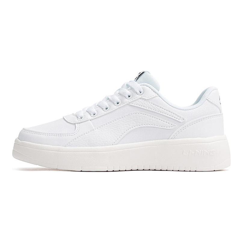 Li Ning Leather Slip Resistant Abrasion Resistant Low top Skateboard Shoes Women's White AGCR470-2