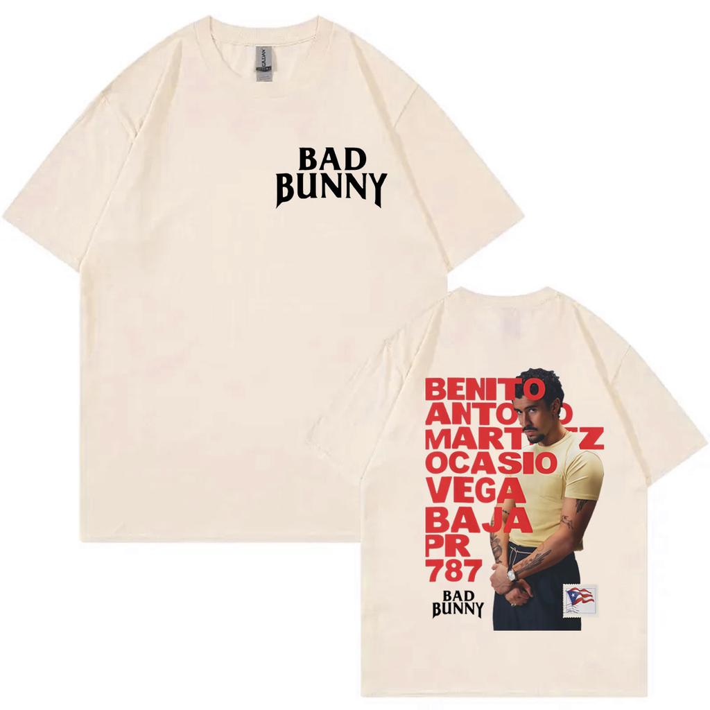 Rapper Bad Bunny Merch T Shirt Fashion Hip Hop Vintage Short Sleeve Tshirts Men Women Clothing Casual Cotton Tshirt Streetwear